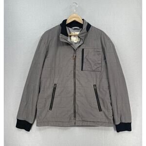 32 Bar Blues Jacket Mens Large Gray Quilted Full Zip Bomber Biker Zipper Pockets